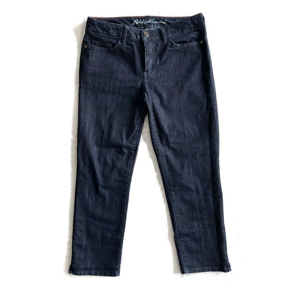NWOT Eddie Bauer Curvy Crop Mid-rise Jeans, Dark Wash, Size 2